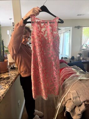 Sleeveless Pink Embroidered Midi Dress - Brand Unspecified